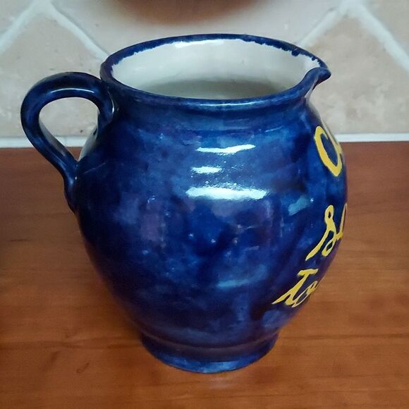 Mexican Blue Pottery Pitcher Jug Talavera Amora signed Vintage - Picture 7 of 16